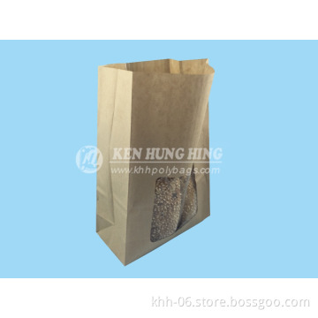 High Quality Custom Printed Gusset French Bread Kraft Paper Bags with Window